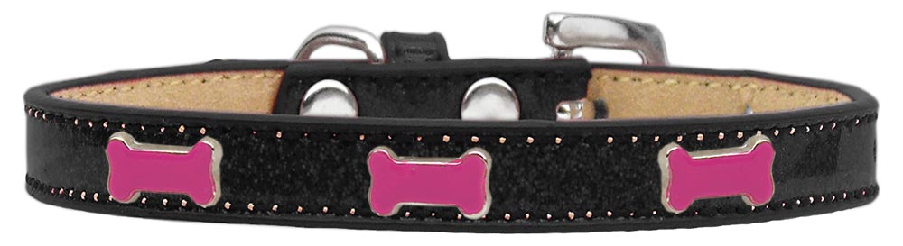 Pink Bone Widget Dog Collar Black Ice Cream Size 10